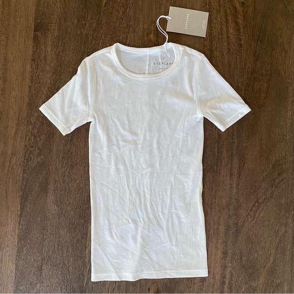 Everlane The Pima Micro-Rib Crew Tee in White NWT - Picture 5 of 7